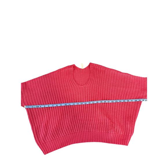 Elan Fuchsia Pink Casual Cable Knit V-Neck Relaxed Knitted Sweater One Size - Picture 9 of 11